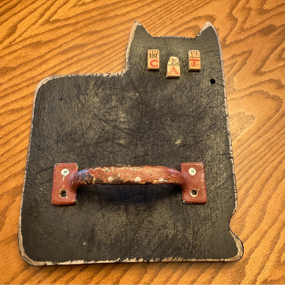 Rustic Cat Towel Holder